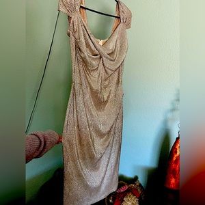 Champagne lurex wiggle dress from Stop Starting! Clothing. Size is XL